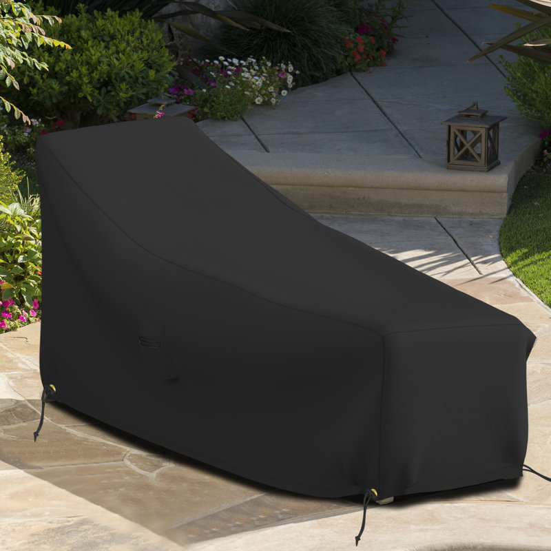 Heavy-Duty Patio Chaise Lounge Cover, All Weather Protection & UV-Resistant Lounger Cover, 32" H x 74" W x 34" D, Black