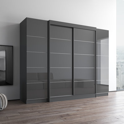 Bucur 102.4" Armoire with Adjustable Shelves, Hanging Rod, Matte Finish