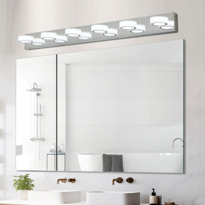 Luminaire de salle de bain 45 po à 6 lumières DEL moderne 45 po, élégant luminaire mural chromé pour miroir, douche et décoration de salle de bain