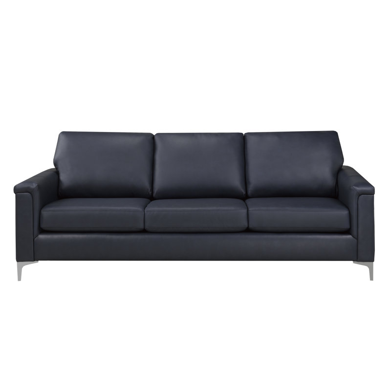 Canapé en cuir Karlysia, Assortiment de cuir bleu marine