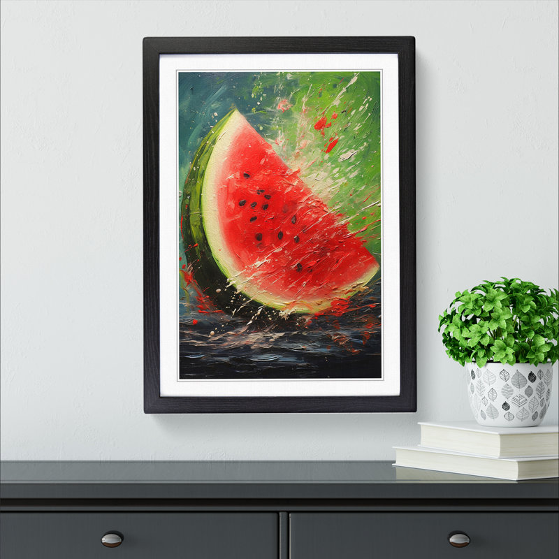 Watermelon Impressionism - Framed Print, 46cm H x 34cm W x 2cm D, Black 