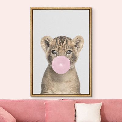 Bébés animaux IDÉE4WALL, reproduction d'art sur toile, enfants, chambre à coucher, gomme à bulles, jungle, lionceaux, animaux, photographie, art moderne, portrait rustique, relax / calme, désert, bébé pour le salon, la chambre à coucher, le burea