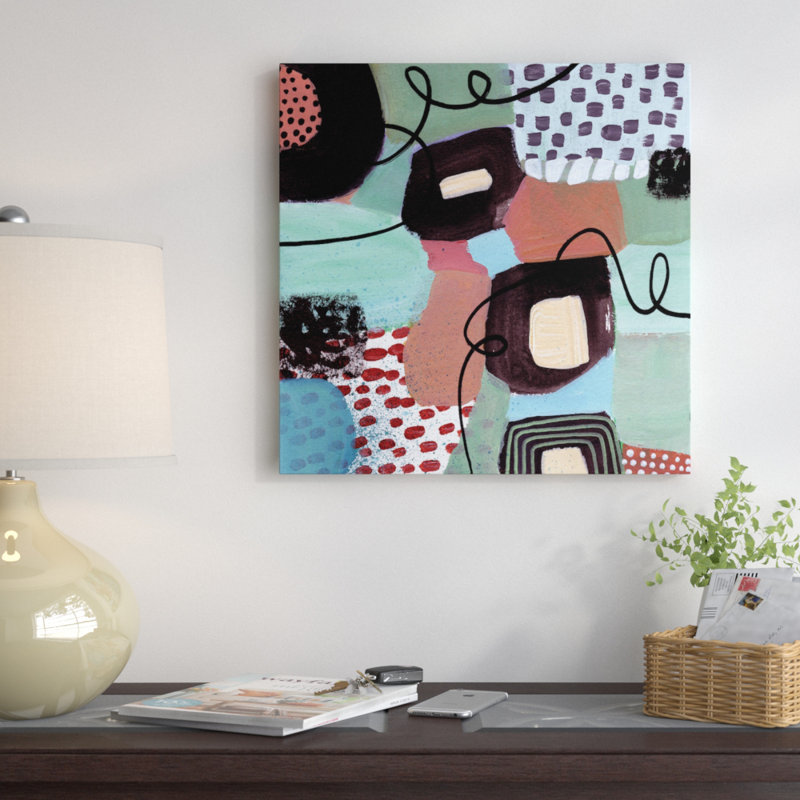 «Jazz Abstract», reproduction d'art sur toile, H 18 po x l 18 po x P 1,5 po, Toile encadrée noire, Blanc
