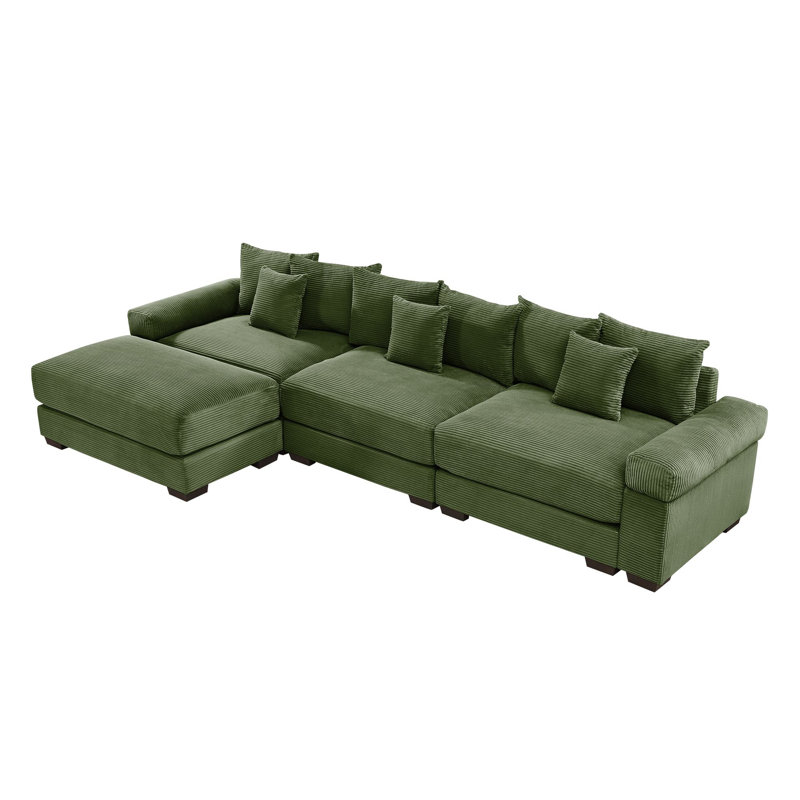 Canapé modulaire rembourré 4 pièces Naomi, Vert