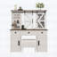 Bureau de maquillage avec miroir lumineux, tabouret de rangement et station de charge