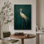 Oiseau aigrette vert rétro, photos de salle de bain rustique moderne, impression sur toile encadrée-115240906-115240907-115240911
