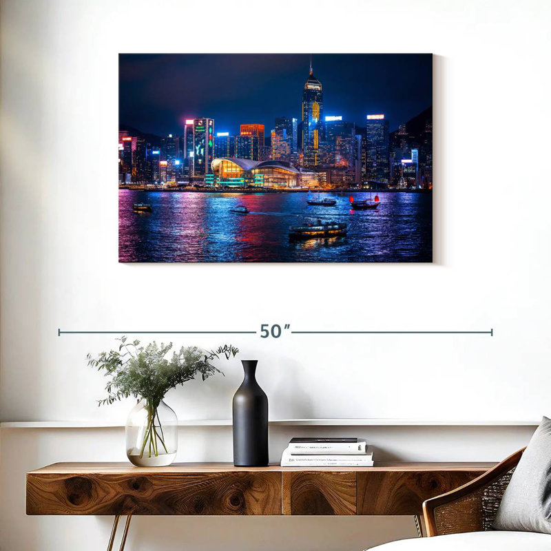 Nicci illuminée de la ville de Hongkong, H 24 po x l 36 po