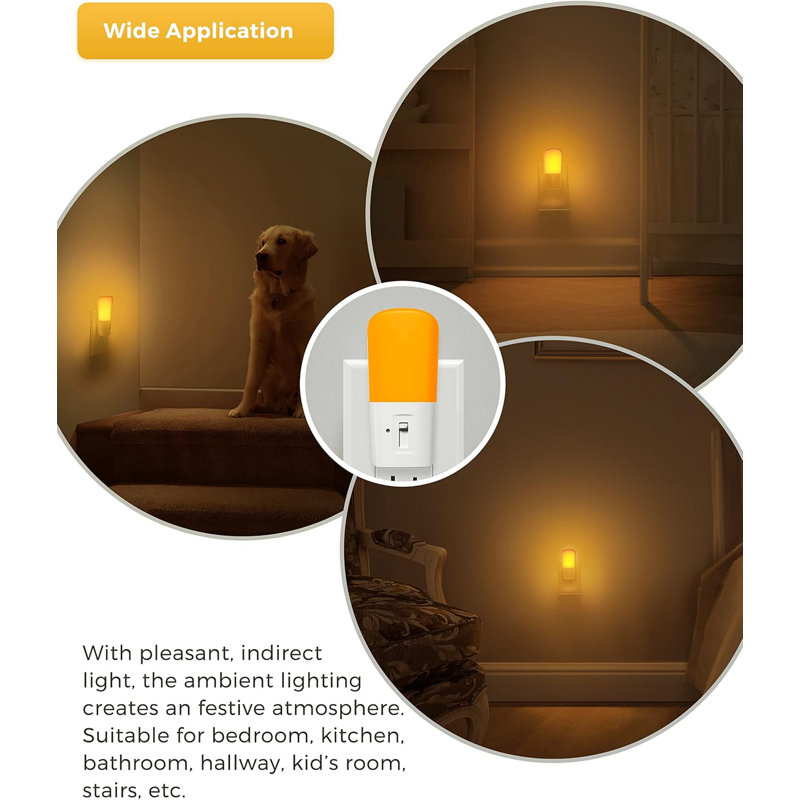 Amber Night Light 2Pack Plug Night Light, Jaune