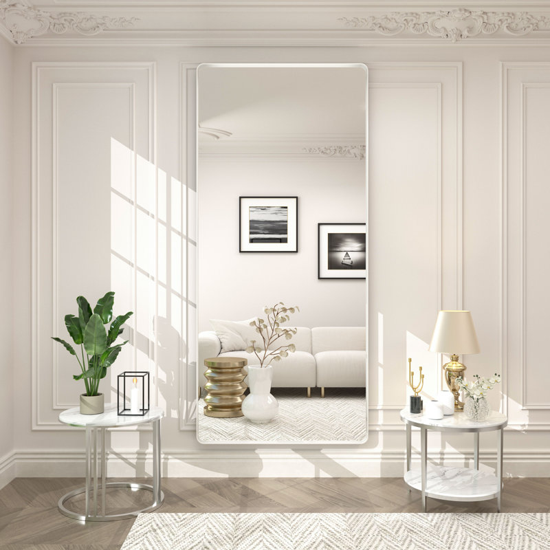 Miroir mural Aevar, 72 po x 32 po, Blanc mat