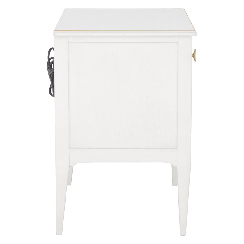 1 - Drawer Nightstand, Linen/Antique Gold