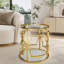 Table d'appoint ronde de luxe avec plateau en verre trempé et tablette de rangement, table de bout moderne glamour pour le salon et la chambre à coucher-1473287023