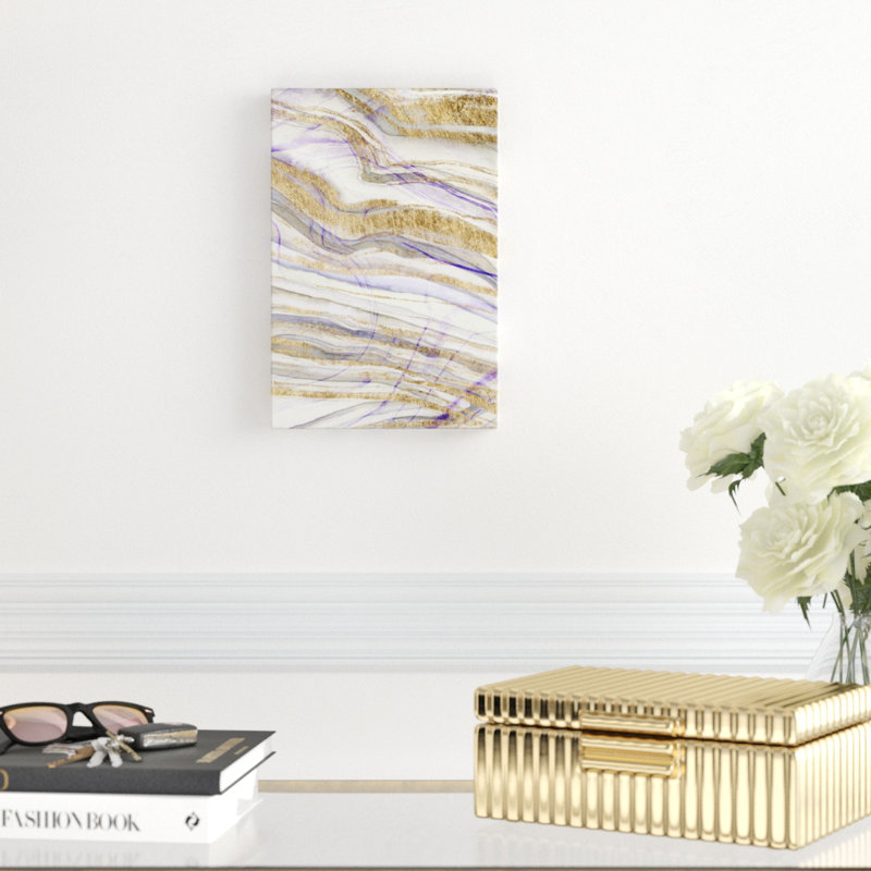 «Amethyst & Gold II» par Studio W - peinture sur toile tendue, H 12 po x l 8 po