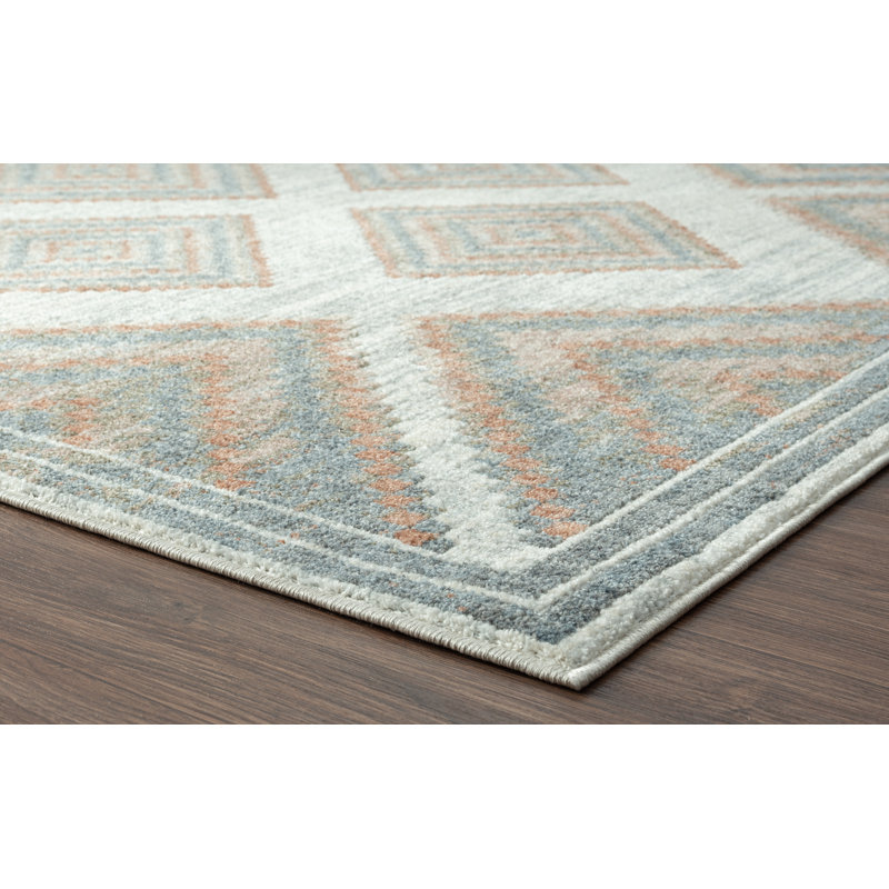 Ambach Geometric Red/Blue/Green Area Rug, Rectangle 4' x 5'