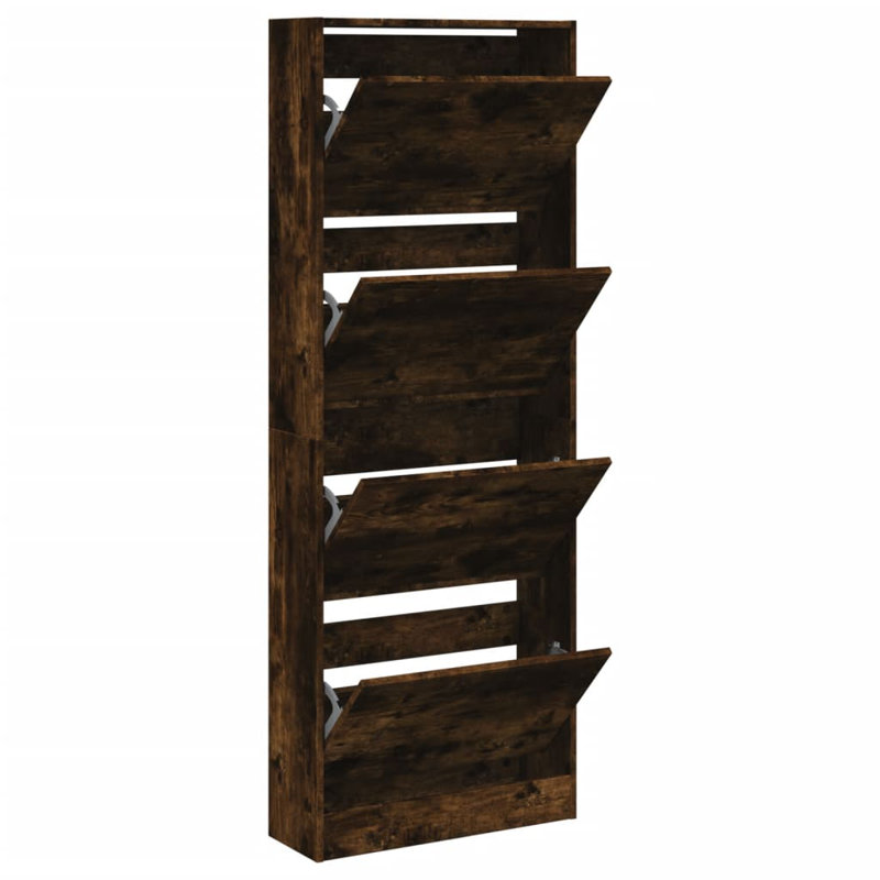 6 paires de rangement pour chaussures, 23.6" x 8.3" x 64.4", Chêne fumé