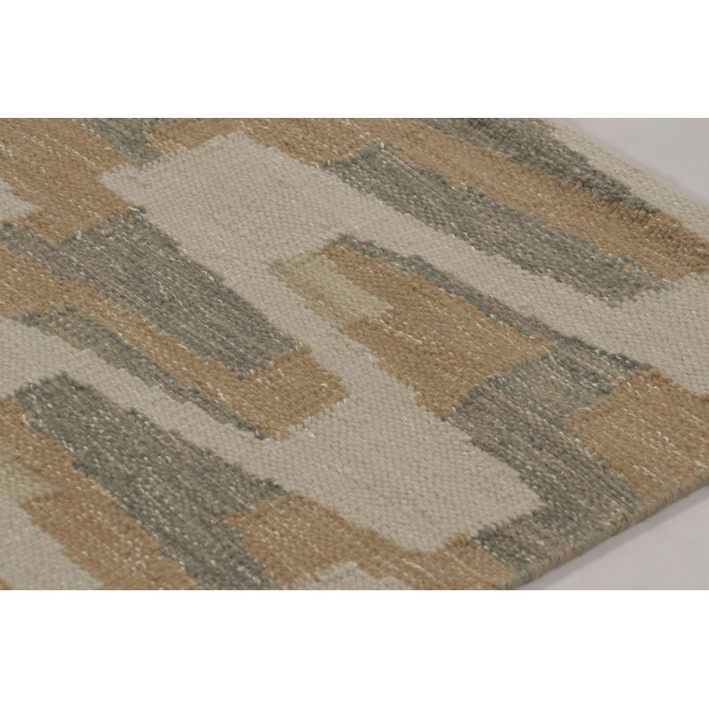 Scandinavian Wool Area Rug in Beige/Brown, Gray/Silver, White/Cream