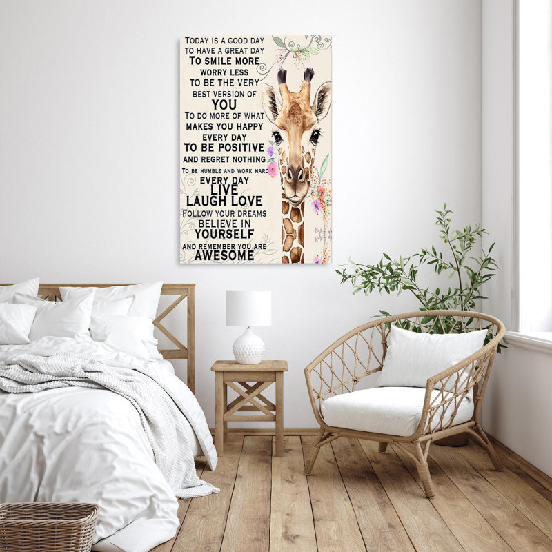 Girafe Today Is A Good Day - 1 pièce Rectangle, H 36 po x l 24 po x P 1,25 po