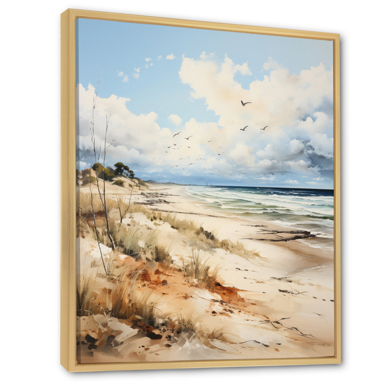 Beachside Whispers III - Nautique et plage, impressions sur toile, H 32 po x l 16 po x P 1 po, Cadre naturel flottant