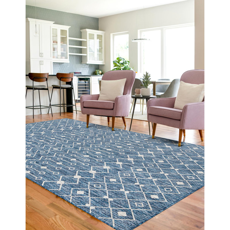 Innsbrook Southwestern Power Loom Teal Indoor/Outdoor Area Rug, Rectangle 4'1" x 6'1"