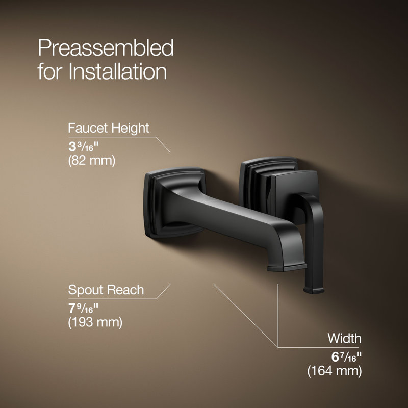 Riff Wall-Mount Single-Handle Bathroom Sink Faucet, Matte Black