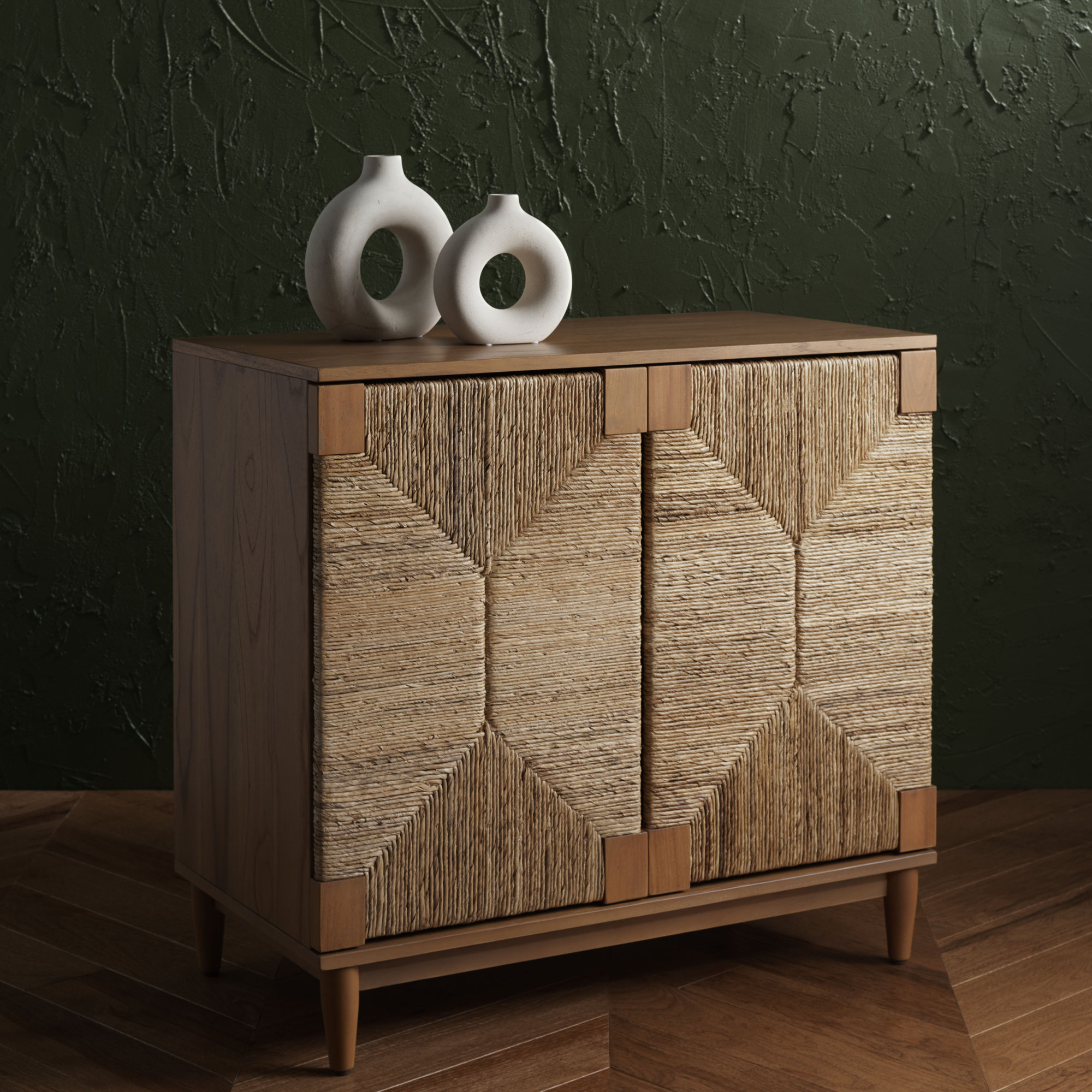 Aleja 2 - Door Woven Banana Steam 34.6" Nightstand, Natural