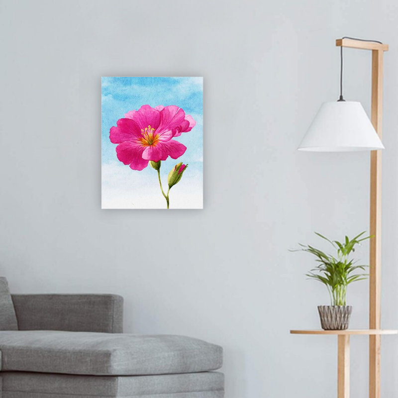 «Pink Botanical Flower», reproduction d'art sur toile 24 x 18 po