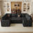Seybert Modern U-Shaped Velvet Chenille Sectional Sofa For Living Room-2005509186