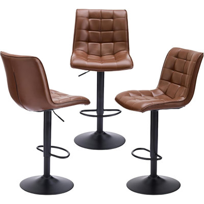 Swivel Upholstered Adjustable Height Counter Bar Stool with Backs for Kitchen Island