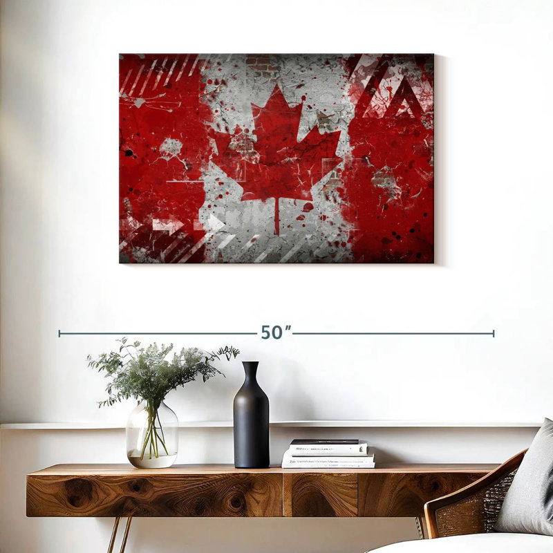 Borges Grunge Canada Flag, 24" H x 36" W