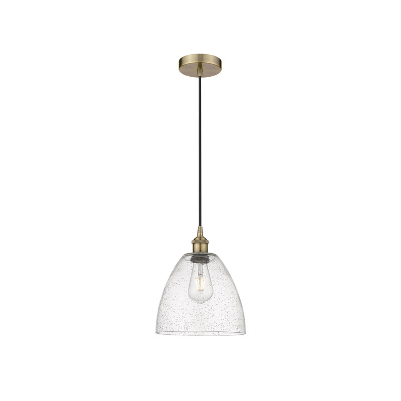 Luminaire suspendu en forme de dôme à 1 lumière Bluford, Laiton antique, H 12,25 po x l 9 po x P 9 po