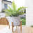 Elayna Ceramic Planter with Wood Stand-345935327-345133210