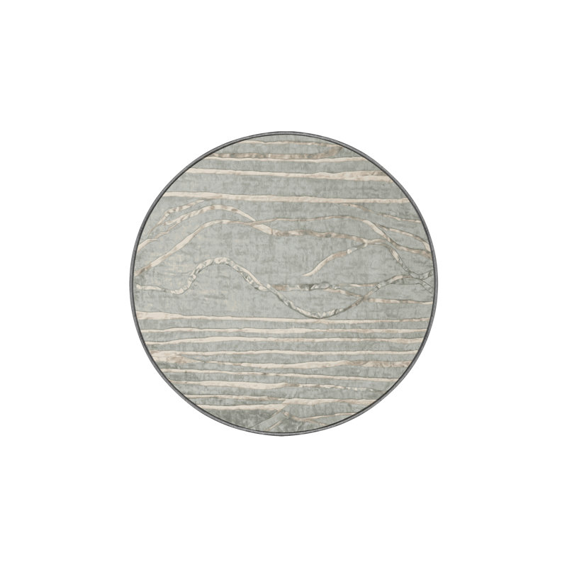 Tapis gris soyeux et moelleux, Rond 6 pi