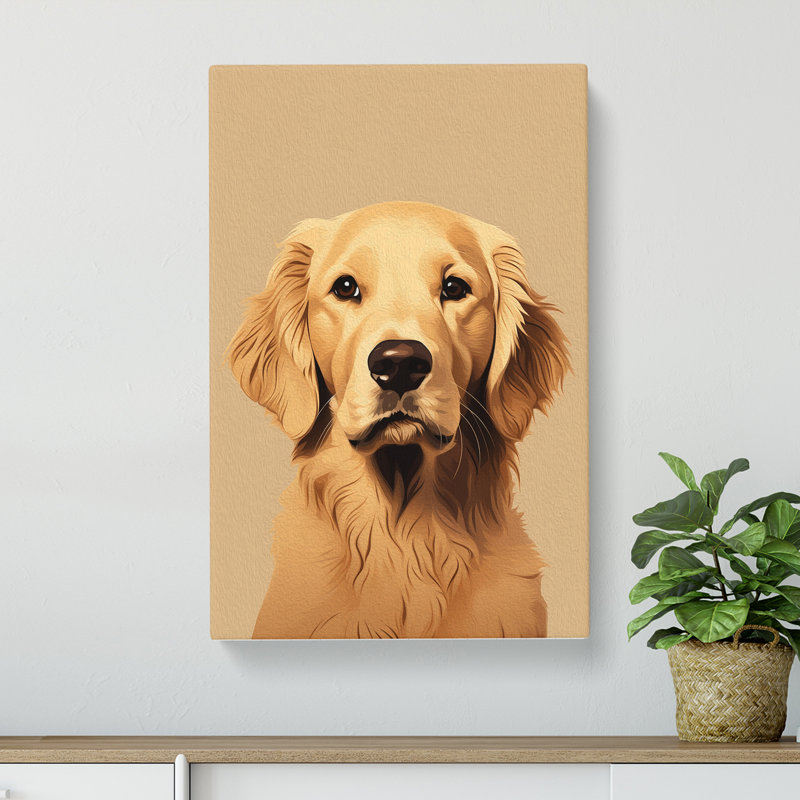 Golden Retriever Minimalism No.2 - Wrapped Canvas, 60cm H x 40cm W x 3cm D