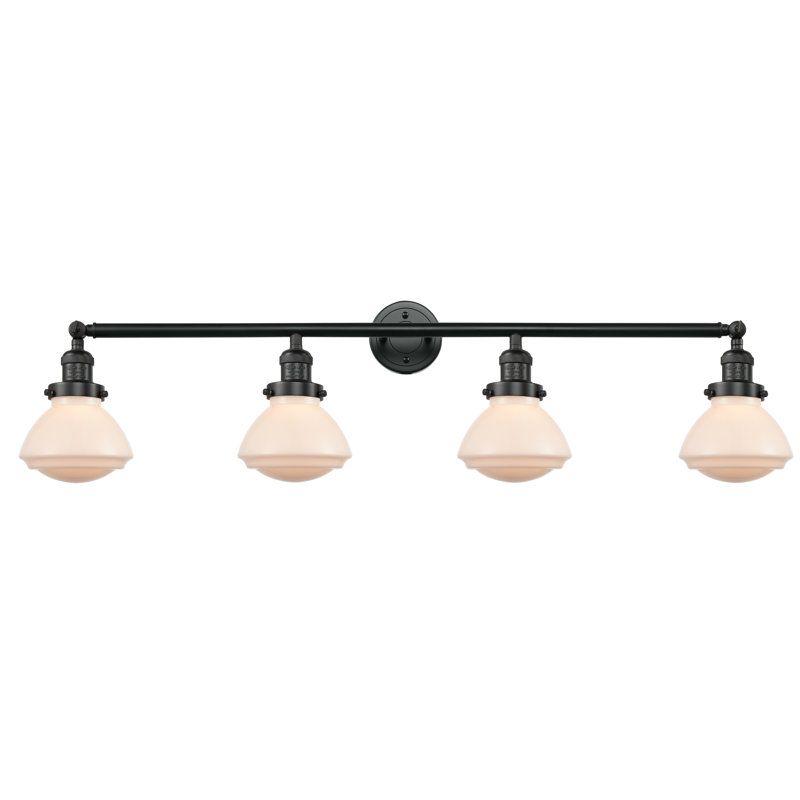Éclairage pour salle de bain 4 lumières Chesterville, Ampoule incandescente rétro de 60 watts, Blanc mat, Or satiné