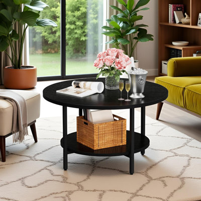 Table d'appoint en bois à 2 niveaux