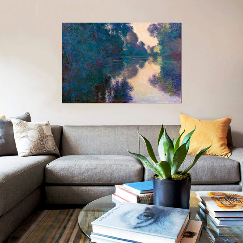 «Morning on the seine près de Giverny» par Claude Monet - reproduction d'art sur toile tendue, H 8 po x l 12 po x P 0,75 po