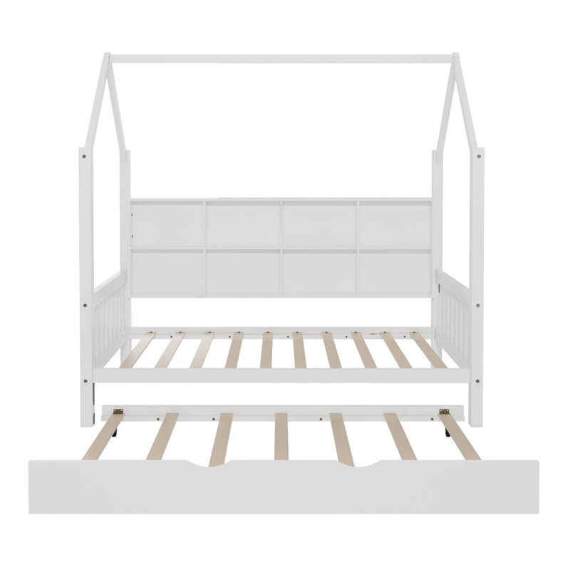 Platform Bed With Trundle by Harper Orchard, White, Twin