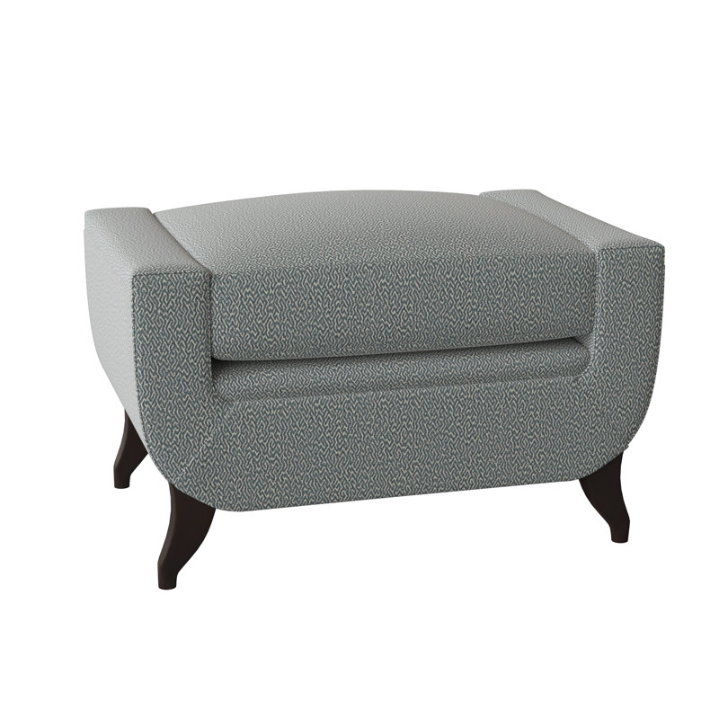 Armstrong Upholstered Ottoman, American Walnut, Maya Cyan