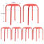 Ensemble de 6 tabourets d'appoint empilables en métal rouge-1354430887
