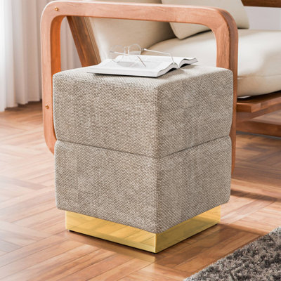 Tabouret de rangement contemporain l 15,4 po, gris argenté