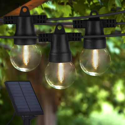 Guirlande solaire d'extérieur à DEL 27 pi avec 12 ampoules G40 blanc chaud Ambience Pro