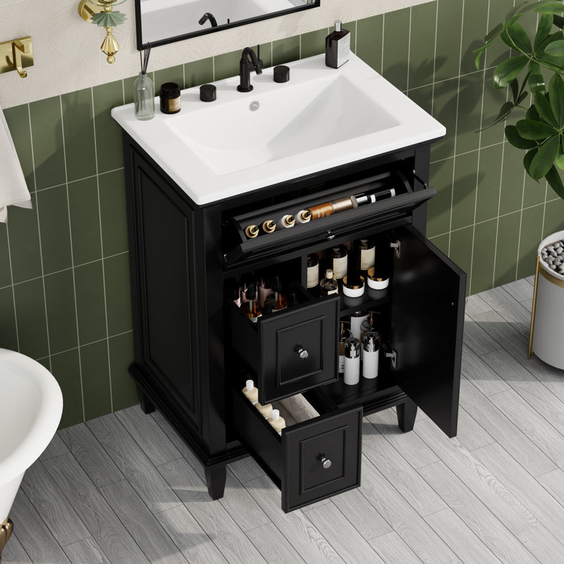 Ensemble de meuble-lavabo simple 24 po Burdick, Noir