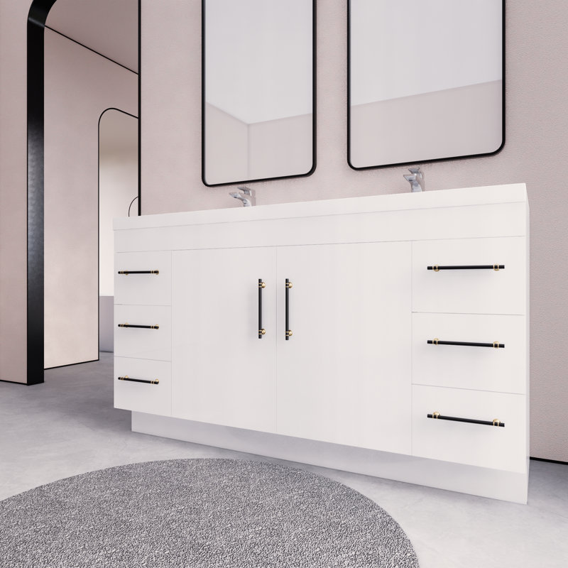 Verda 59.05'' Double Bathroom Vanity with Acrylic Top, White