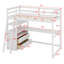 Lit mezzanine simple avec bureau en L, structure de lit mezzanine en bois avec tablettes et 2 tiroirs intégrés-1400104379