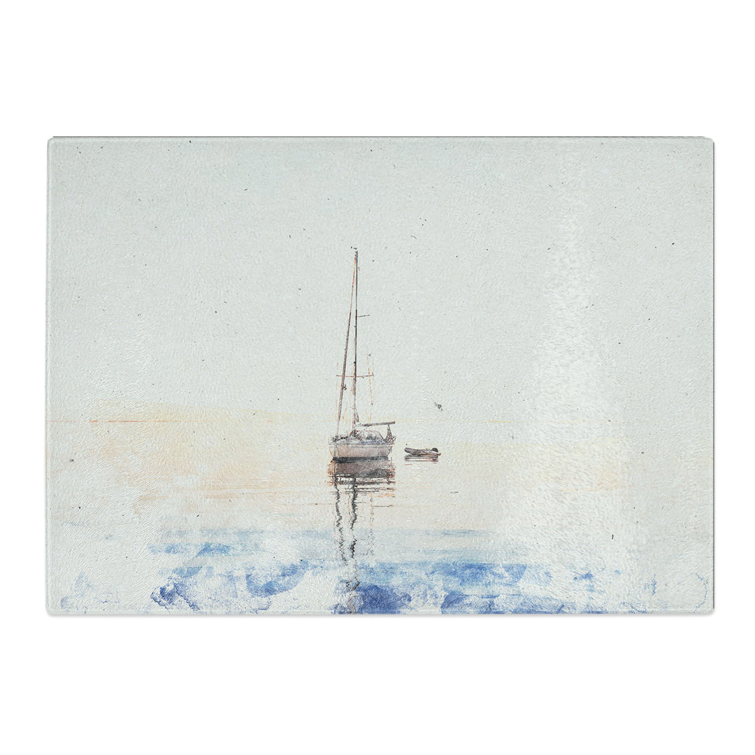 Tempered Glass Lone Sailboat Chopping Board