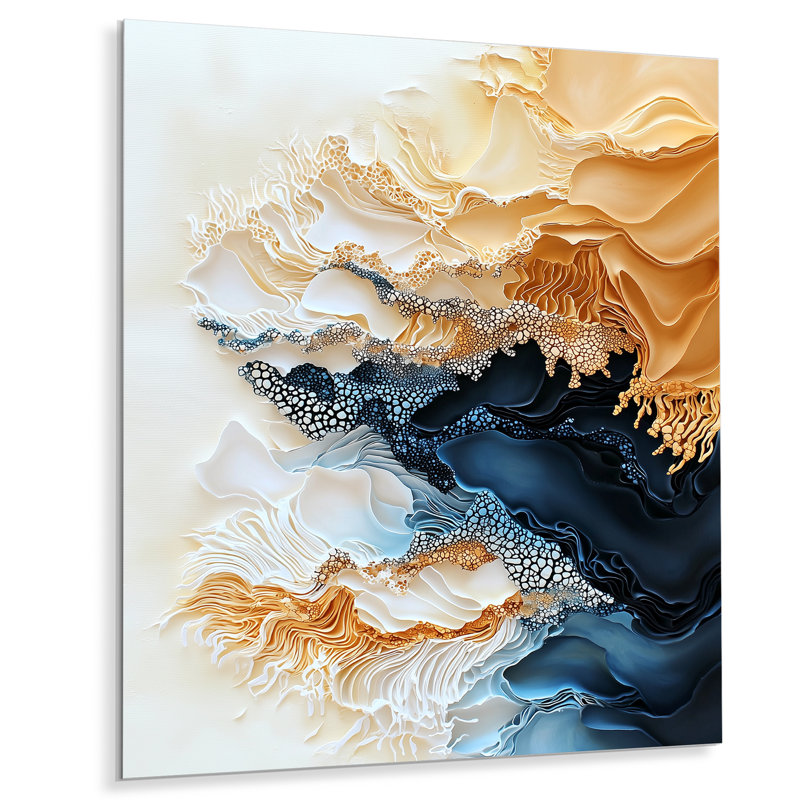 «Abstract Coastal Blue Echo Landscape III», art mural moderne en métal, impression moderne sur métal