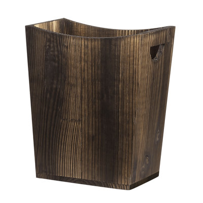 Wood Trash Can Rustic Farmhouse Wastebasket Bin