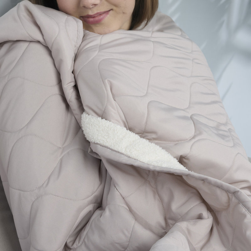 Jeté BEDGEAR Sherpa Performance® réversible beige / pierre, Pierre