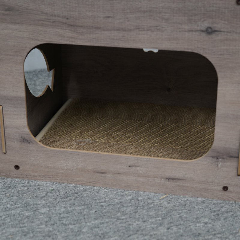 PetPals 15" Cat House with Fish Details and Scratcher Board