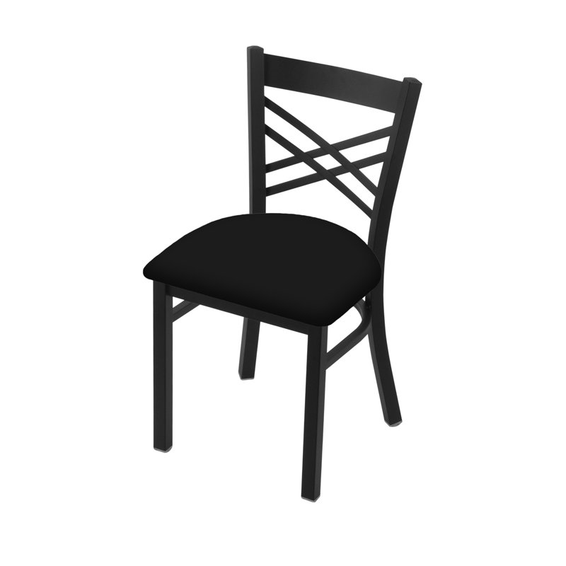 Catalina 18'' H Upholstered Metal Side Chair, Vinyl-Black Vinyl, Black Wrinkle