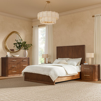 Graciana 4-Piece Fluted Solid Wood Bedroom Set